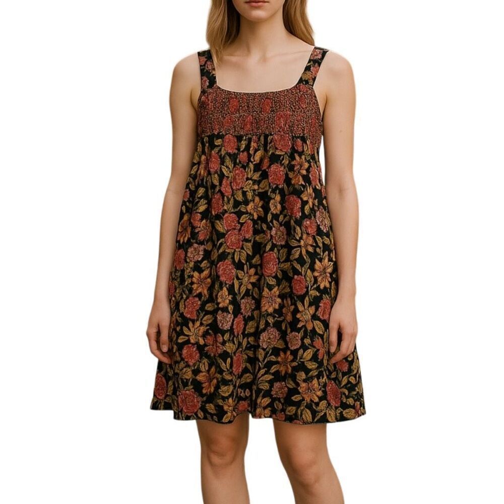 NWT Free People Black Pink Oh Baby Floral Mini Dress Size Medium